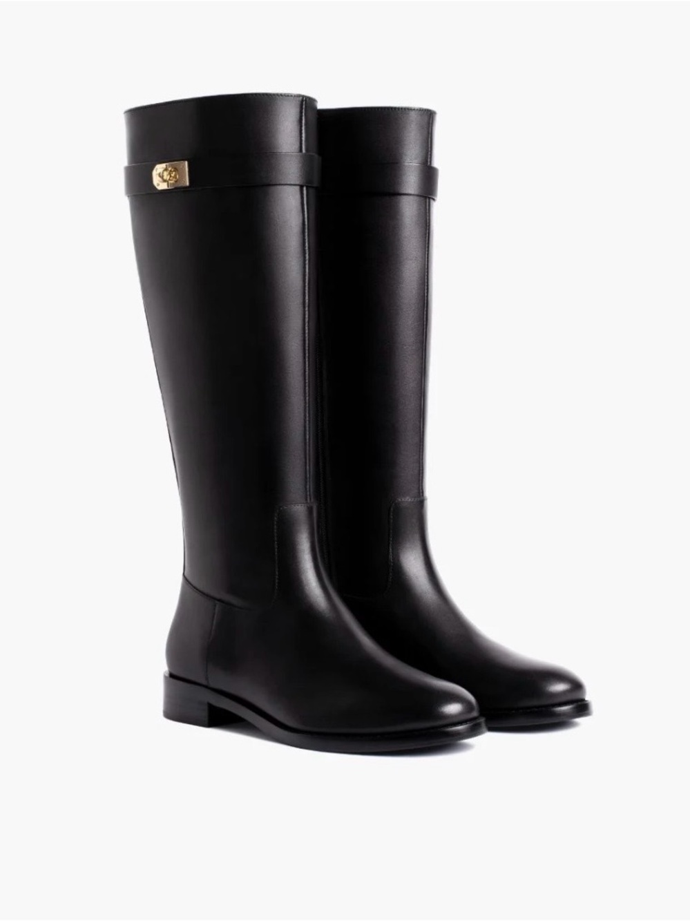 Black Leather Knee High Boots